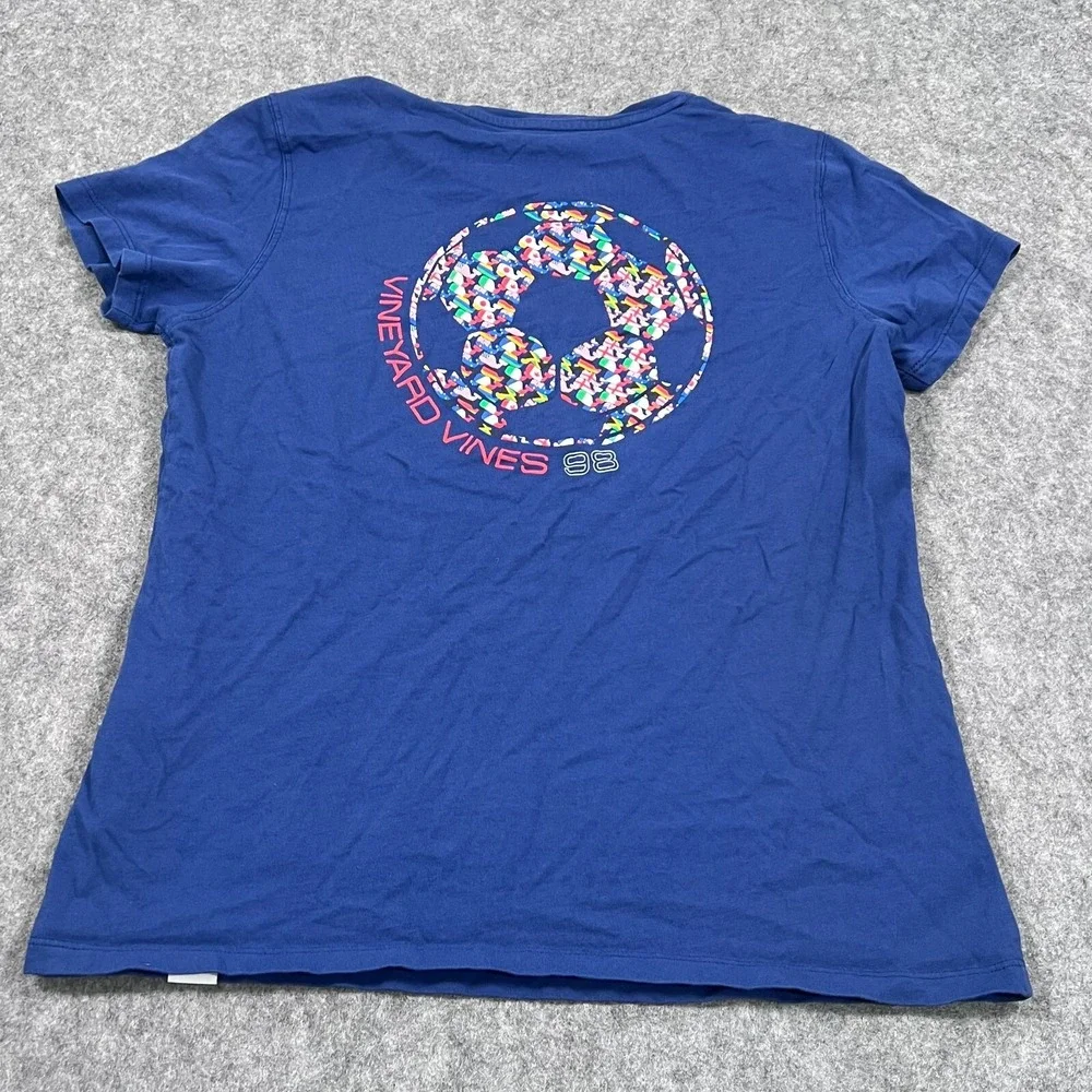 Vineyard Vines Blue World Flags Soccer Graphic‎ Short Sleeve T-Shirt Size Medium